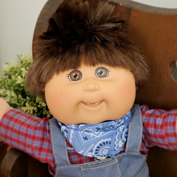 Signed Xavier Roberts Cabbage Patch Doll Missing Front Teeth Boy 18" Brown Hair - Picture 14 of 16